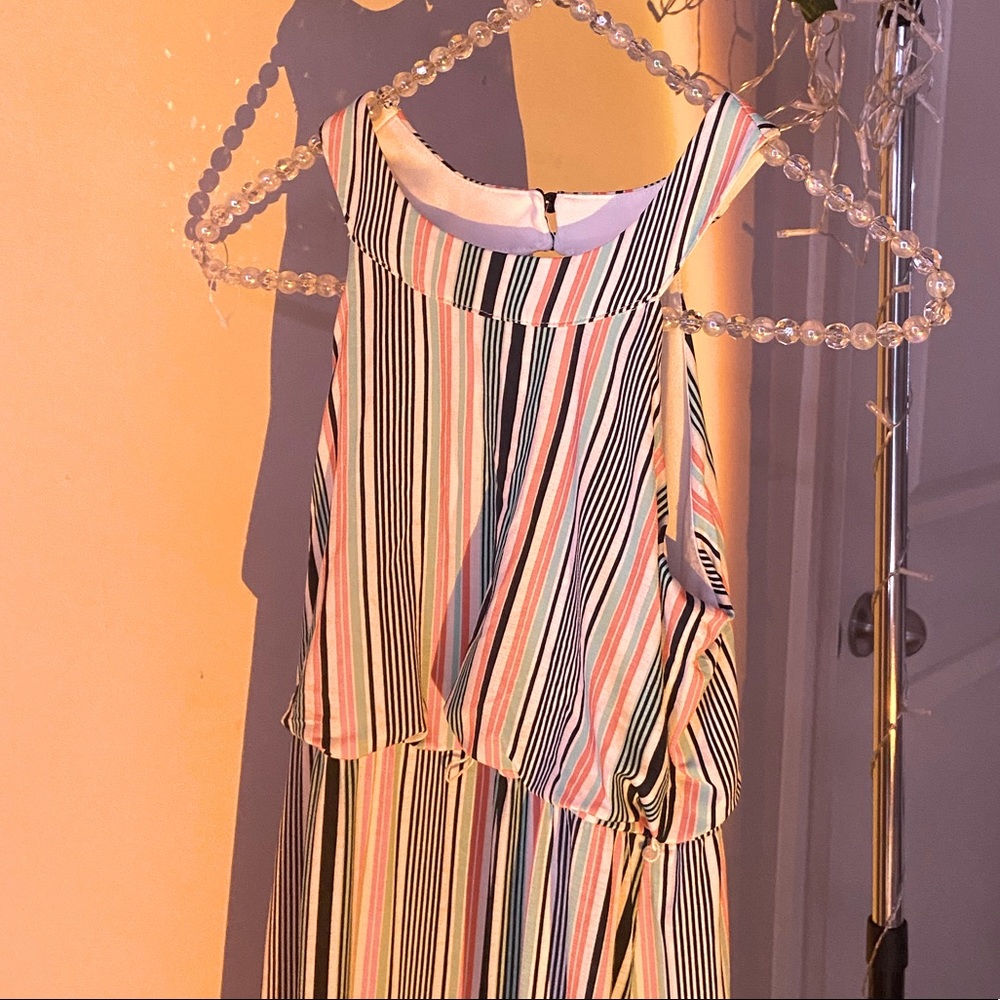 striped long dress with slit on the sides of each leg